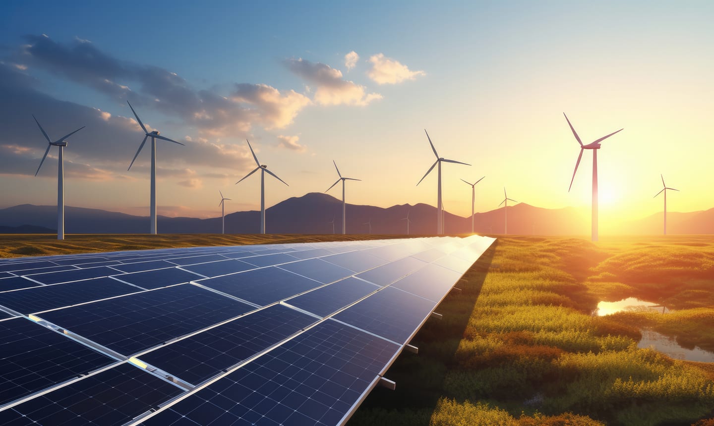 Panneaux solaires et éoliennes